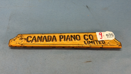 Cast Iron Canada Piano Co. Name Plate - 10in Long