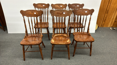 Set of 6 Repro Press Back Chairs -Showing Wear