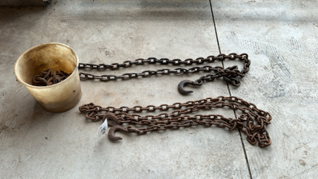 2-Lots of logging chain and Pail of chain