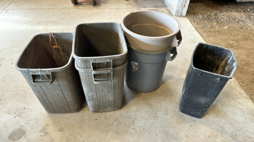 Group of poly garbage cans