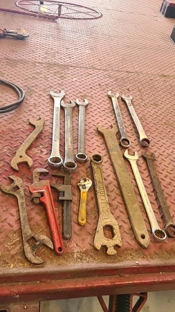 Lot of wrenches and pipe wrenches