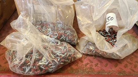 Box of red headed steel siding screws with seal