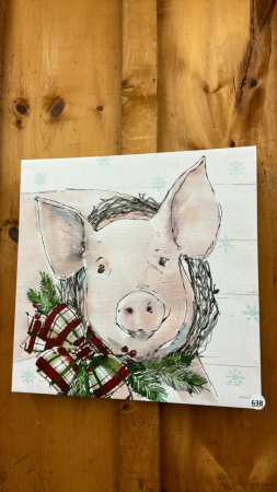 Christmas Pig on Canvas