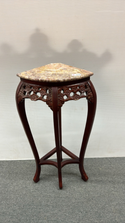 Mahogany Corner Table with Marble Top