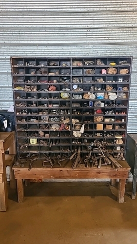 Large parts cabinet and contents