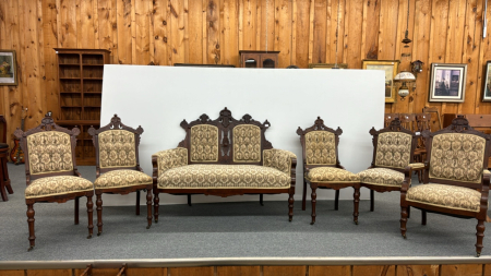 6 Piece Ornate Victorian Settee Set