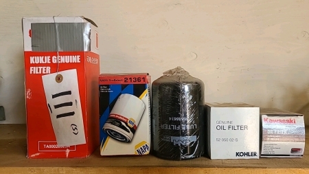 Five various oil filters