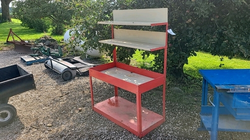 Steel workbench with shelves