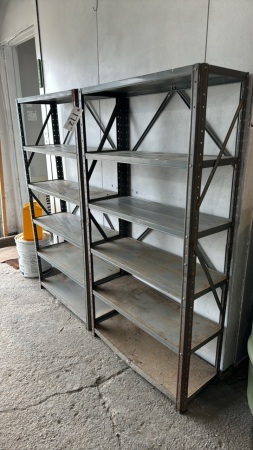 Two metal shelf units