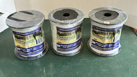 3-Rolls of new 3mm x 656ft electric fence poly wire