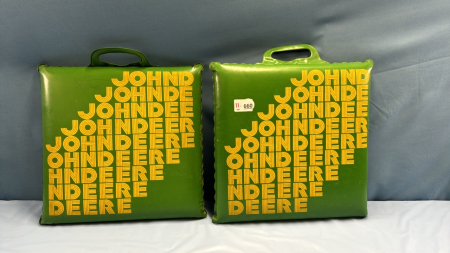 2 John Deere Seat Cushions -Vinyl with Handle