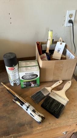 Box of painting supplies