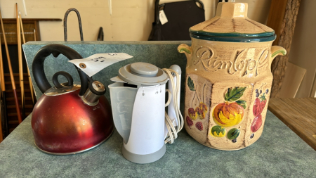 West Germany cannister and two kettles