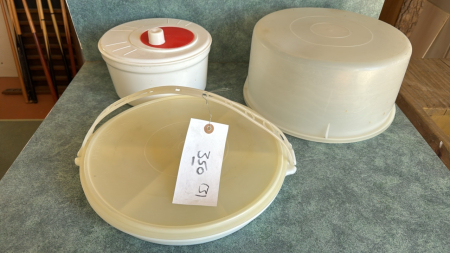 Tupperware cake saver covered divided tray and salad spinner