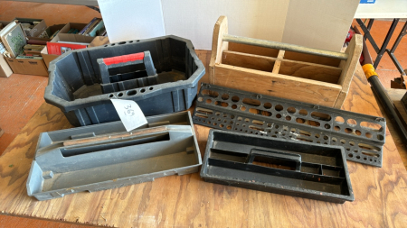 Lot of tool, totes and wooden toolbox