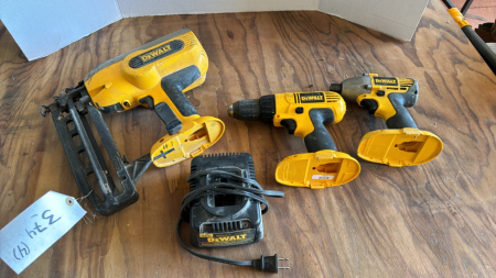 Dewalt 18V drill, impact and nail gun