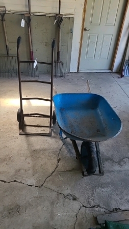 2 wheel Cart and a Metal Wheel Barrow