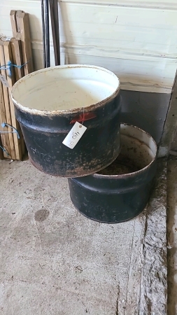 2 metal barrels