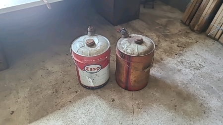 2 Metal 5 Gallon Oil Pails