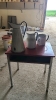 Child’s school desk and 3 enamel pitchers - 4