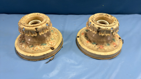 2 Vintage Ceiling Fixtures with Paint Chips