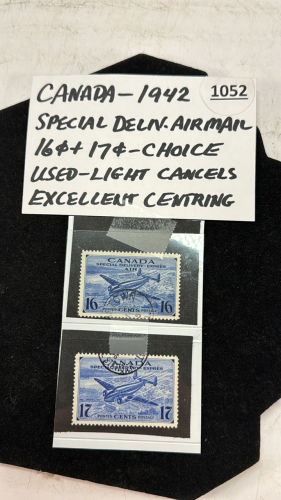 Canada 1942 Air Mail 16 & 17 cent Stamps