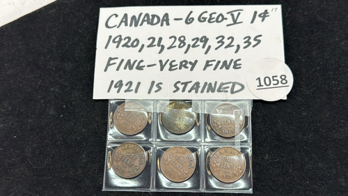 (6) Canadian George the 5th 1 Cents - Notes