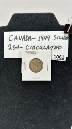 Canada 1949 Silver 25 Cent