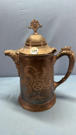 Silver Plate Pitcher With Lid 12"H