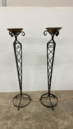 Pair of Rod Iron 48" Candle Stands