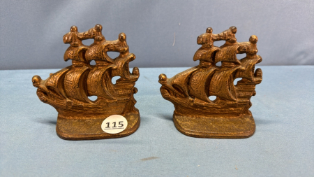 Pair of 4" Metal Schooner Book Ends