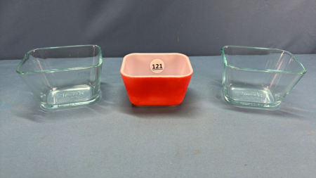 (3) Pyrex 4" W Casseroles