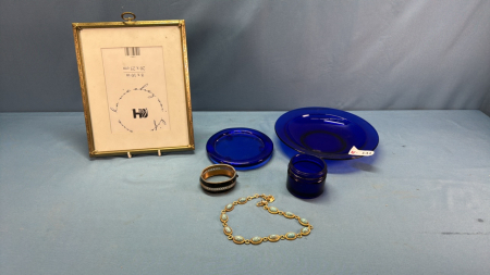 Brass Frame & Cobalt Blue Shallow 8" Bowl - Notes