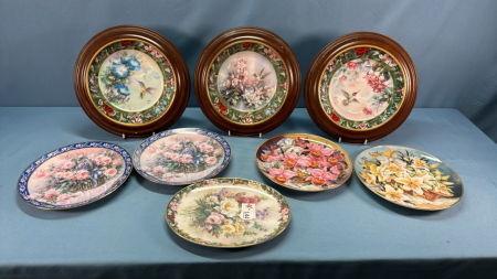 (5)Asst.Floral Plates&(2)Hummingbird Plates-Note