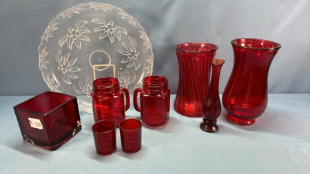 Collection of Ruby Red Glassware - See Notes