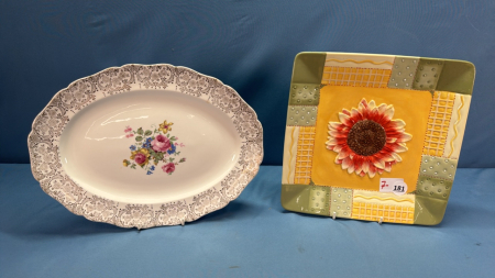 13" Turkey Platter & Decorative Ganz 10" Sq Plate