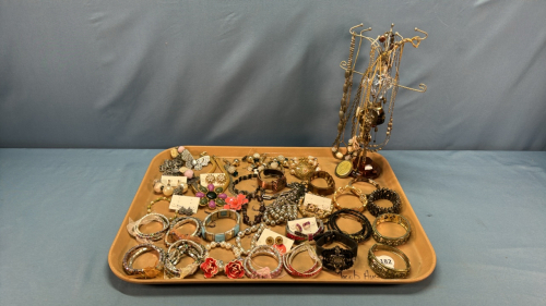 Quantity of Costume Jewellery & Stand