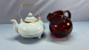 Ruby Glass 6" Pitcher & 6" Footed Tea Pot