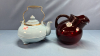 Ruby Glass 6" Pitcher & 6" Footed Tea Pot - 3