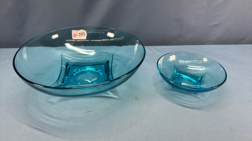 (2) Matching Blue Glass Bowls - See Notes