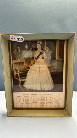 1954 Calendar and Picture of Queen Elizabeth