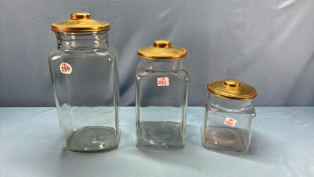 Set of (3) Counter Jars 6"H, 10"H & 13"H