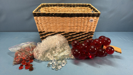 Wicker Basket with Decorative Glass Stones- Notes