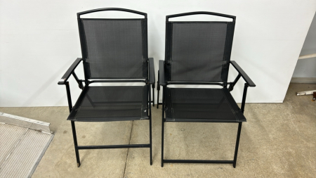 (2) Metal Framed Folding Lawn Chairs