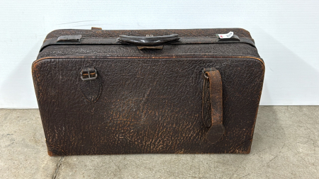 Vintage Leather Suitcase 24"Wx7"Dx14"H