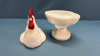 Milk Glass Rooster on Nest 9"H - 4