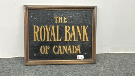 Brass Framed The Royal Bank of Canada Sign - Note