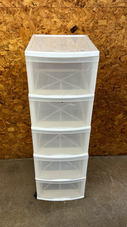 5 Drawer Plastic Storage Unit on Wheels - Notes