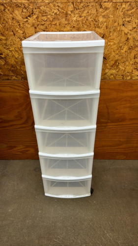 5 Drawer Plastic Storage Unit on Wheels - Notes