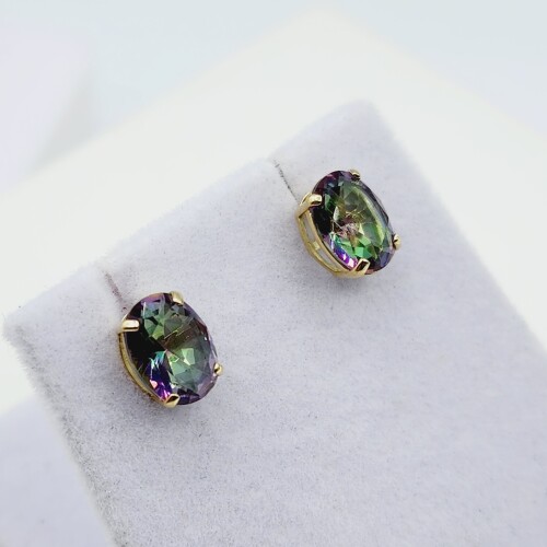 14KT Yel. Gold Natural Mystic Quartz Earring-Note